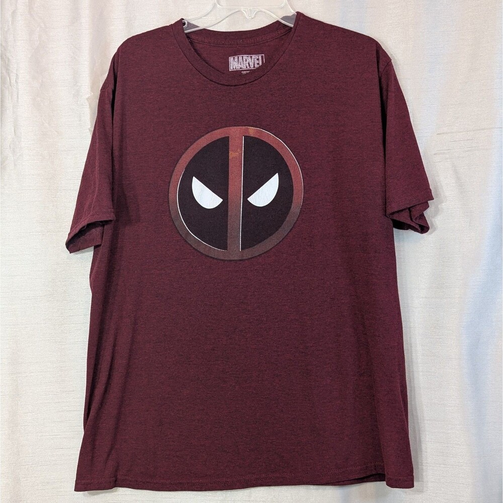 Marvel Mens Deadpool Iconic Logo Maroon Heather TShirt XL